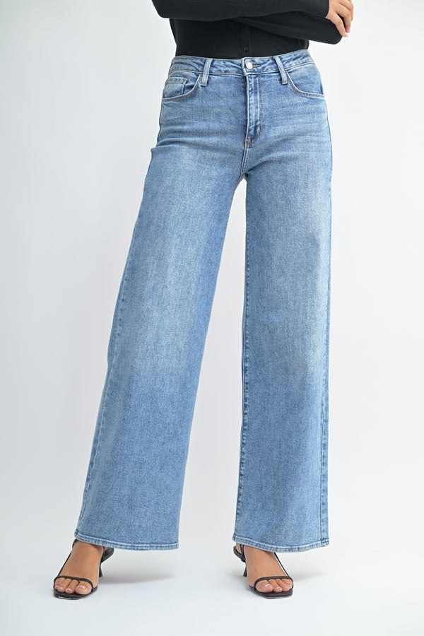Just Black Denim Stretchy Wide Leg Jean - Pants Store