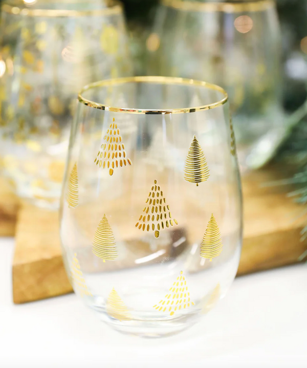 Stemless Wine Glass  Gold Leopard - Set of 4 – Mary Square