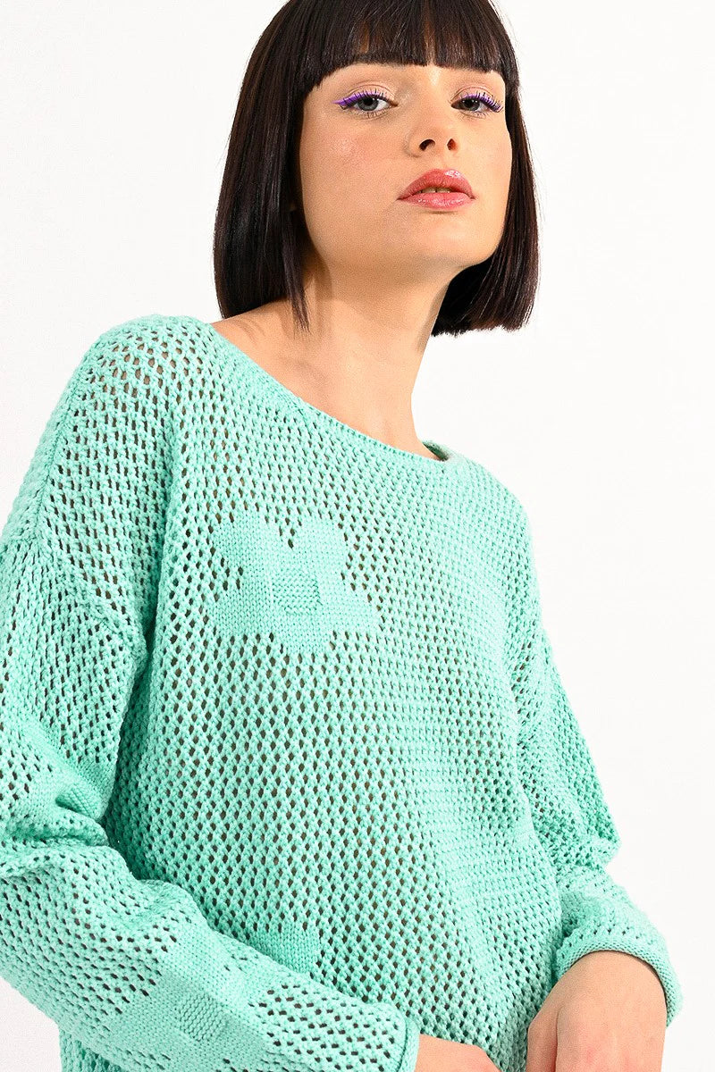 Molly Bracken Floral Crochet Sweater