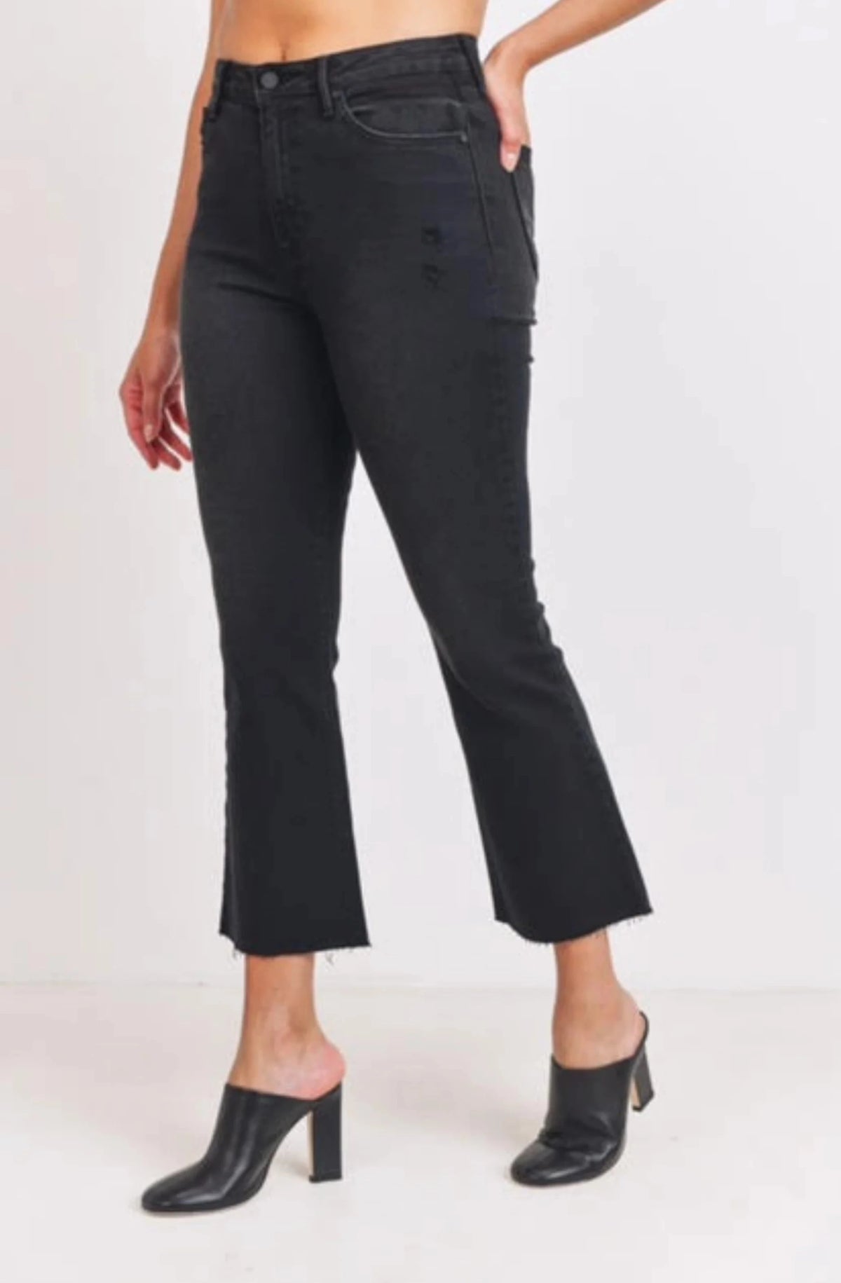 Just Black Cropped Flare Jean