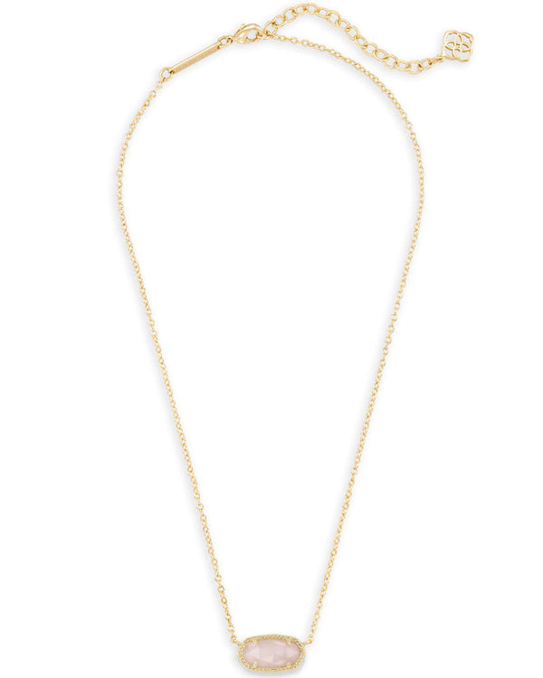 Kendra Scott Elisa Gold Pendant Necklace in Rose Quartz - Pants Store