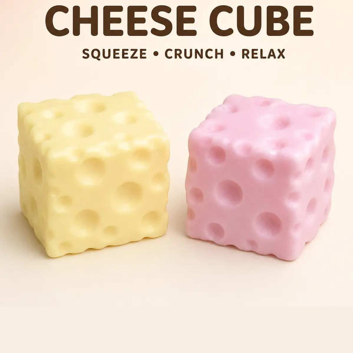 two cheese shaped squishy sensory toys 