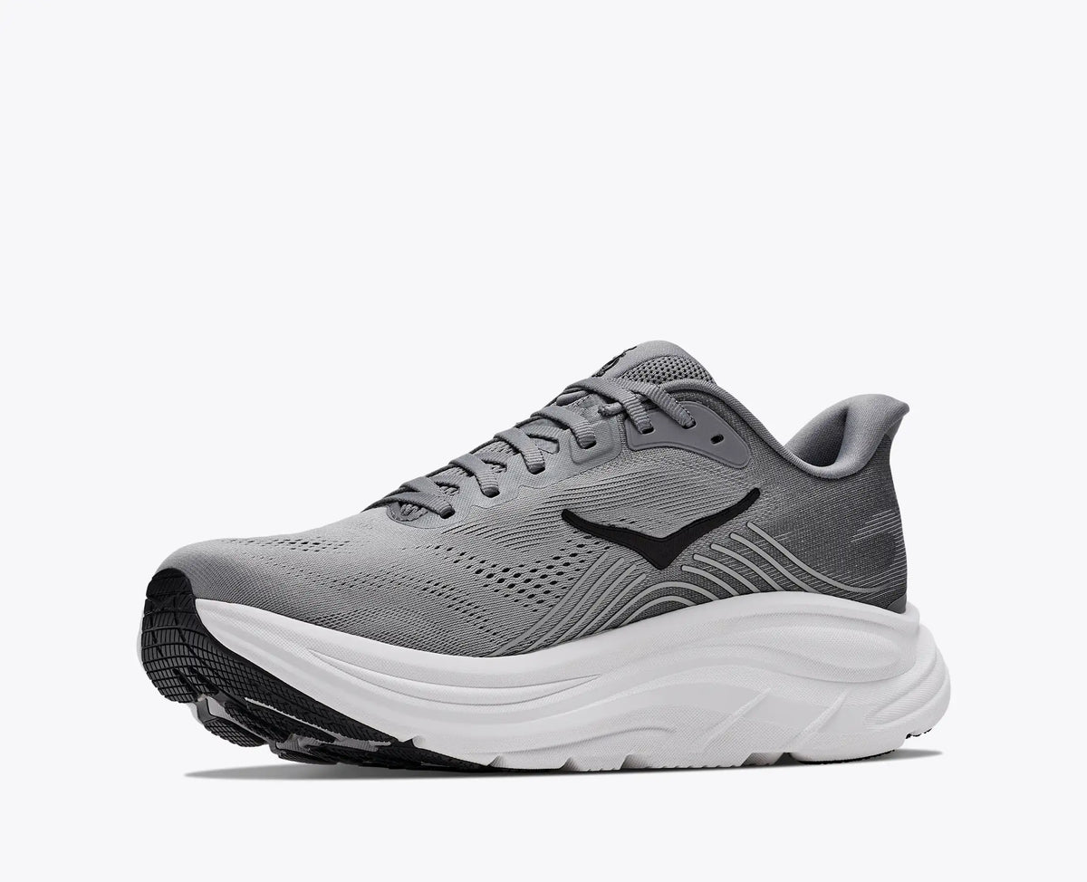 hoka grey sneaker with white sole