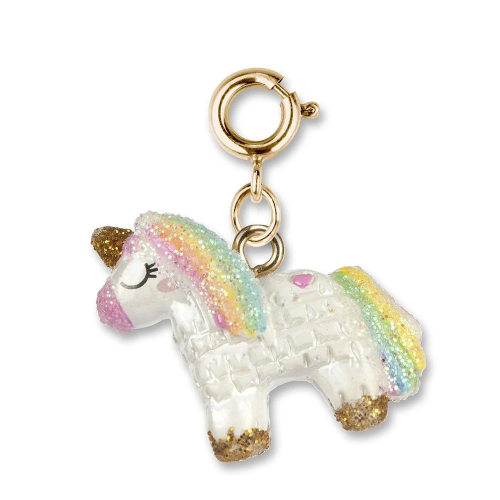 Unicorn charm with gold accents on a white background