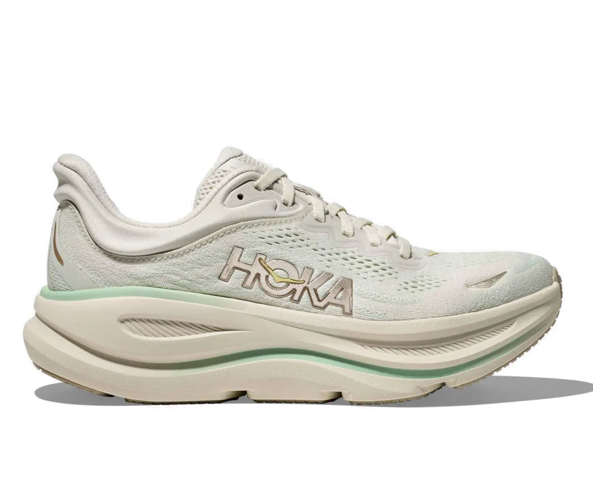 White running shoe with 'Hoka' branding on a white background