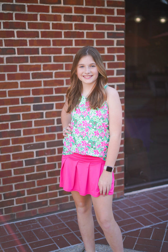 Girls' Racer Back Tank Botanical Flowers