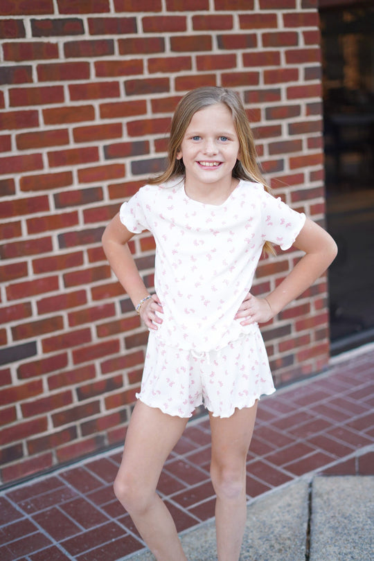 Girls' Ribbed Pajama Shorts