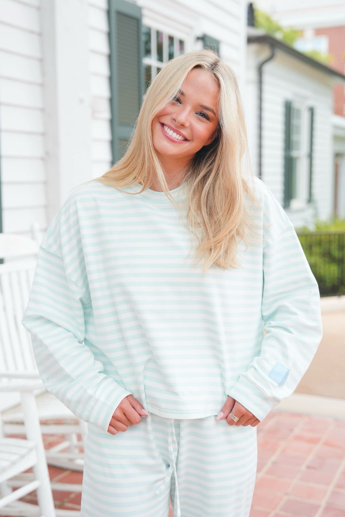 Striped Patch French Terry Pullover