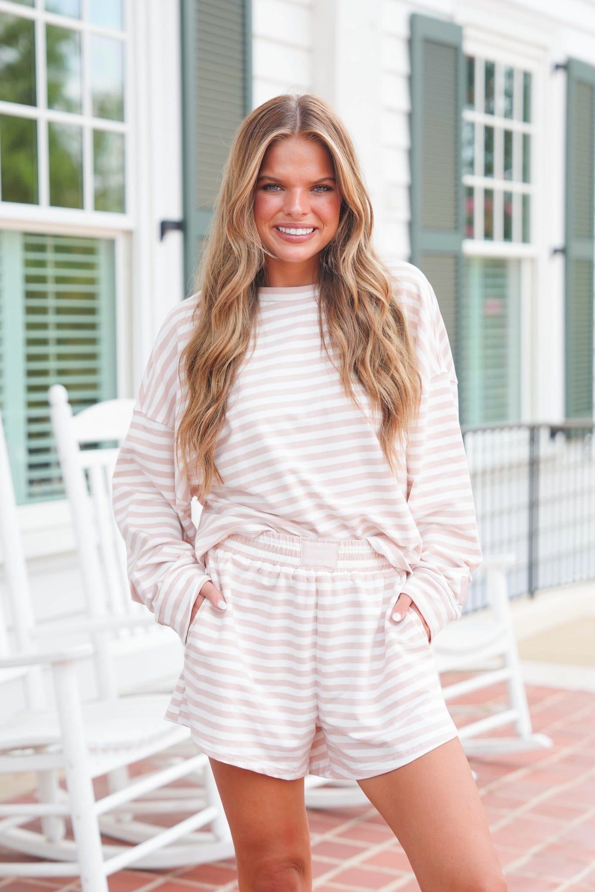 Striped Patch French Terry Pullover