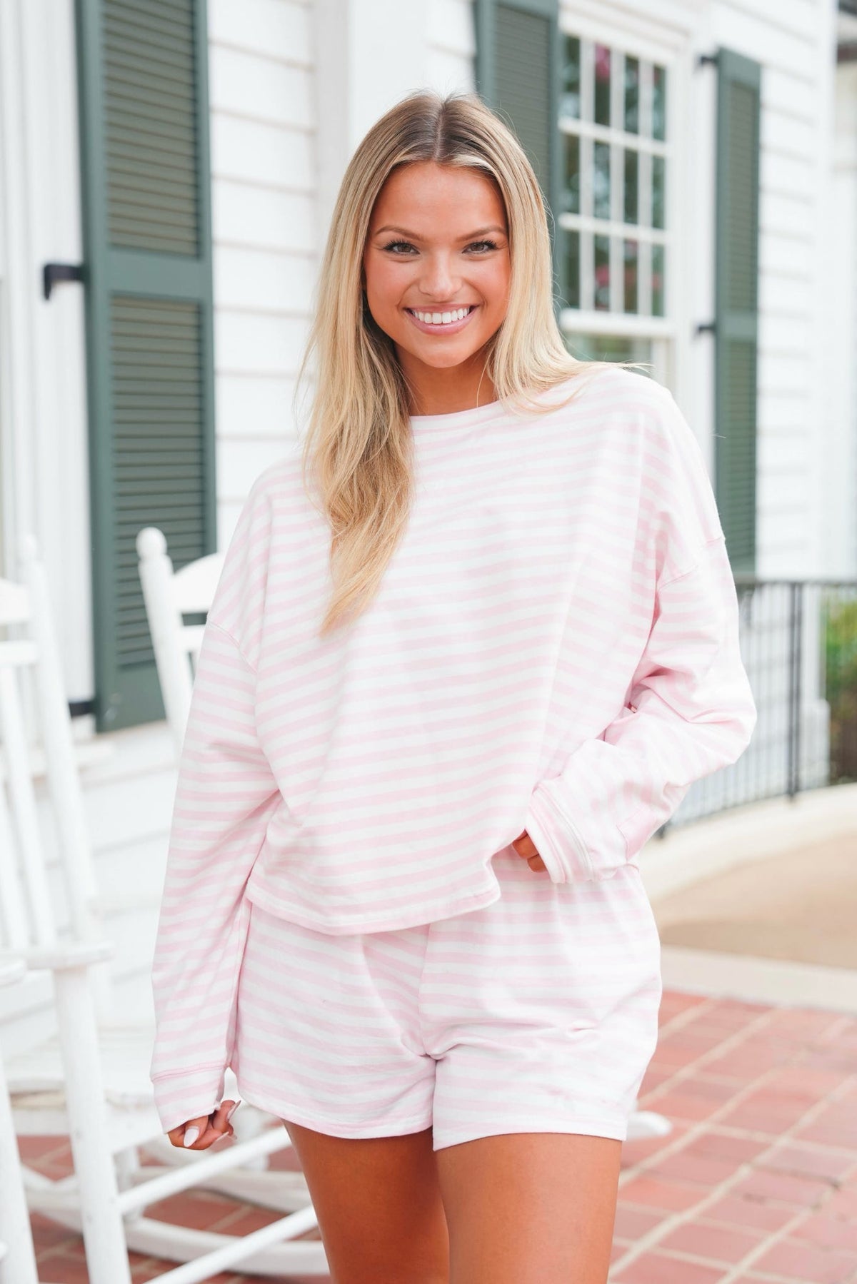 Striped Patch French Terry Pullover