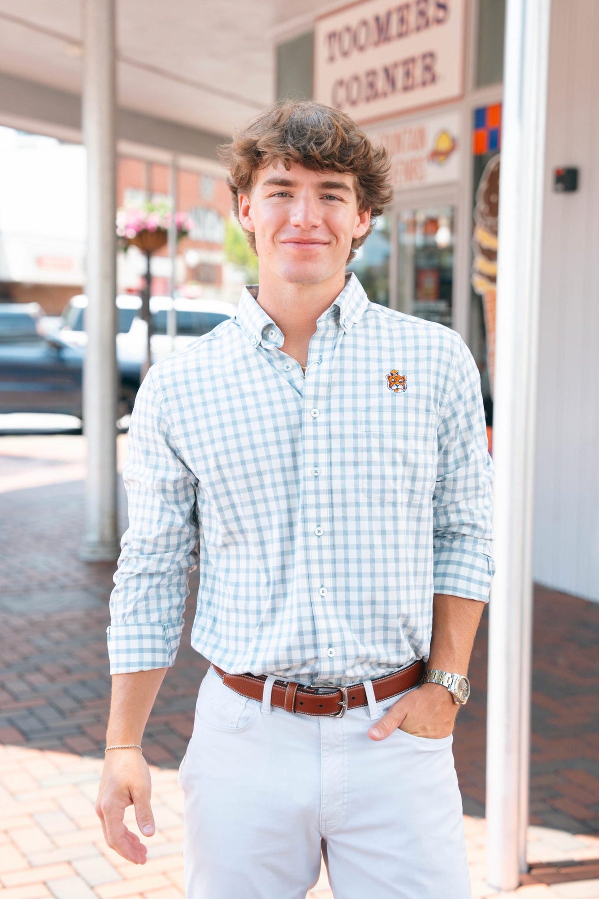 Gen Teal Awbrey Performance Aubie Button Down