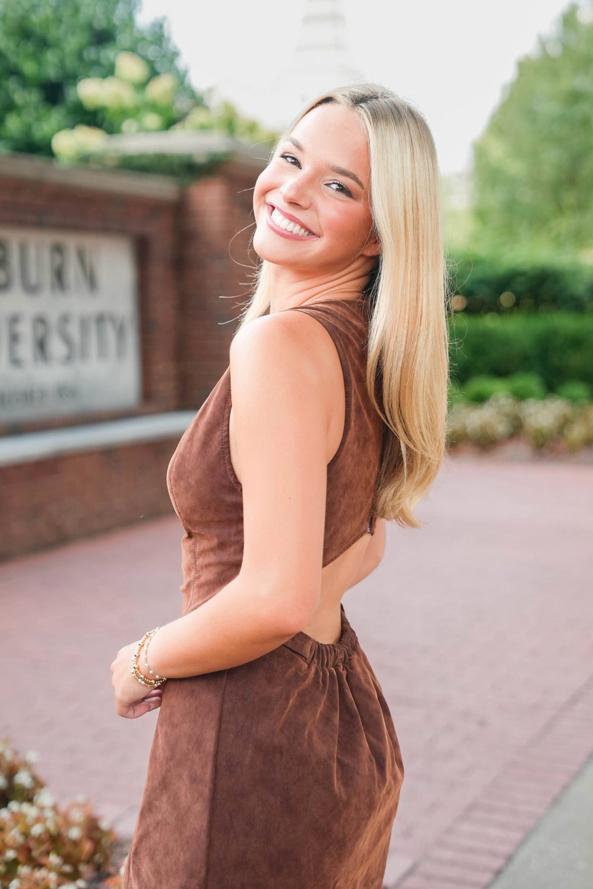brown suade dress Mimi Faux Suede Dress