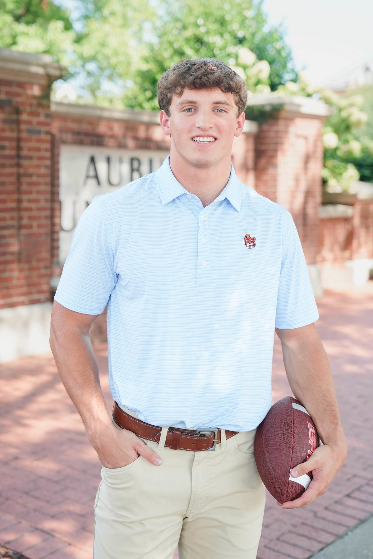 Gen Teal Campus Stripe Aubie Polo