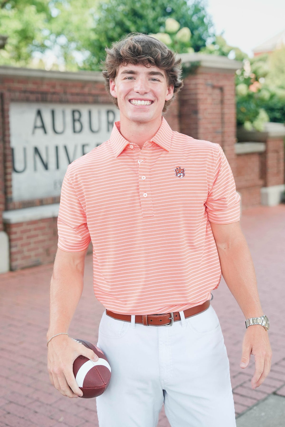 Gen Teal Campus Stripe Aubie Polo