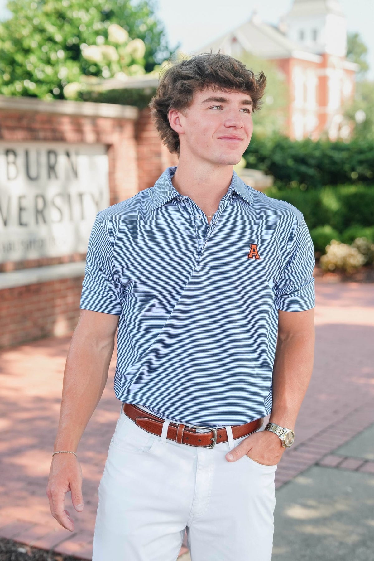 Gen Teal Vault AU Pinstripe Polo