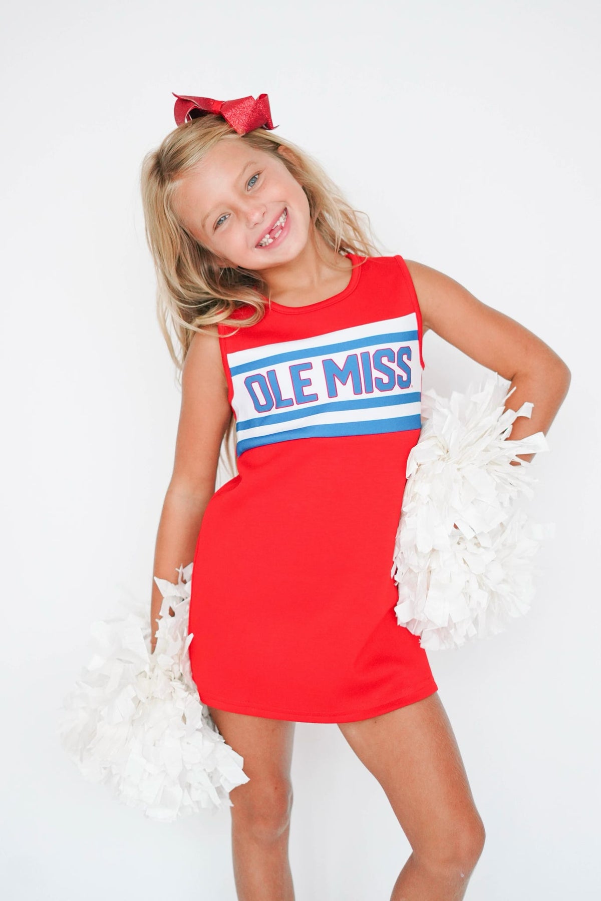 Girls' Scarlet Ole Miss Striped Cheer Dress