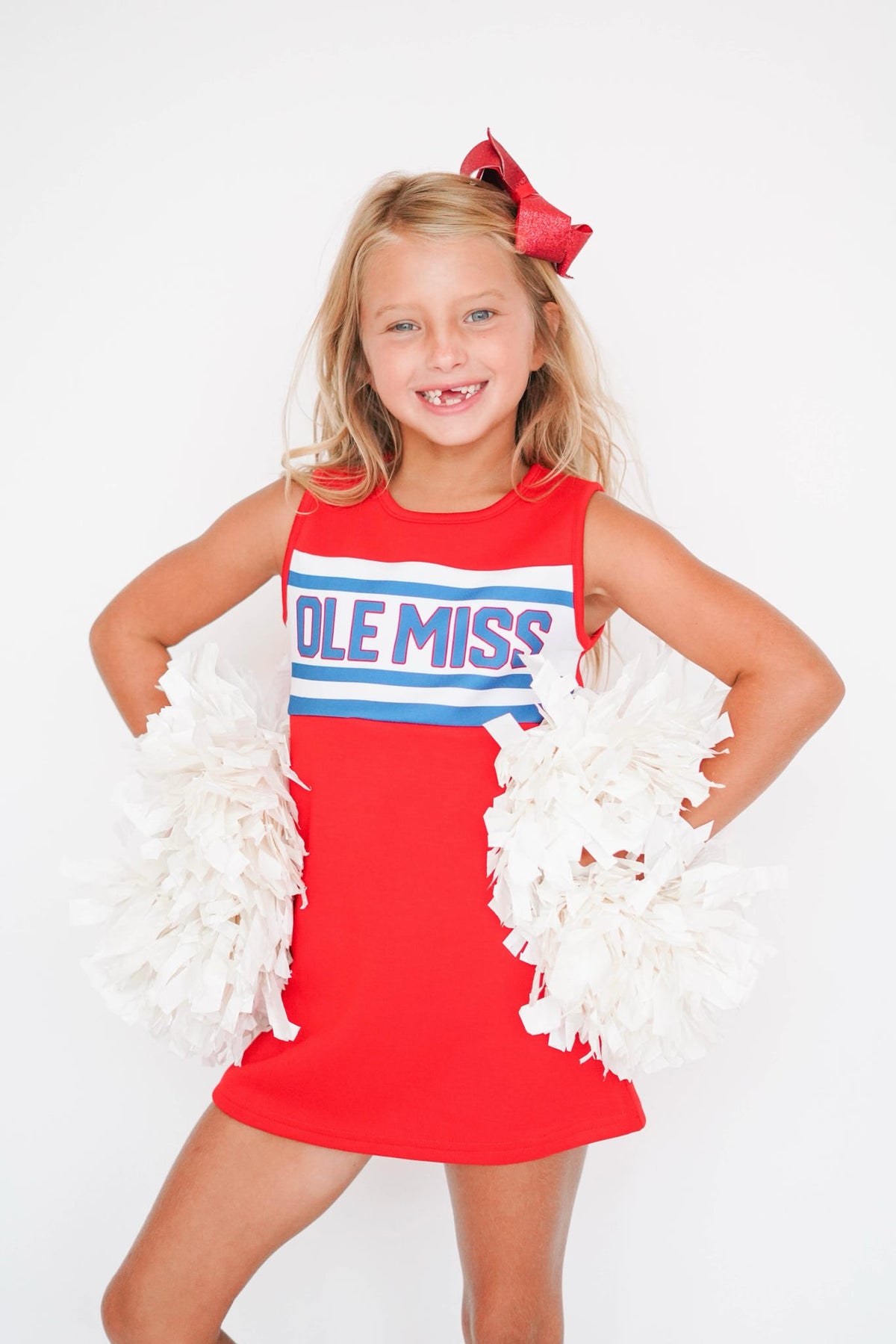 Girls' Scarlet Ole Miss Striped Cheer Dress