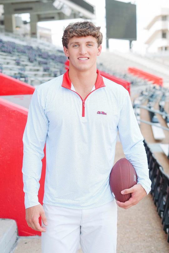 Taylor & Mick Ole Miss Script Dotted Pullover