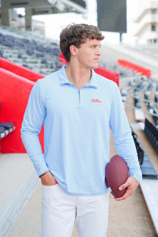 Antigua Twine L/S QZ Mock Ole Miss Script