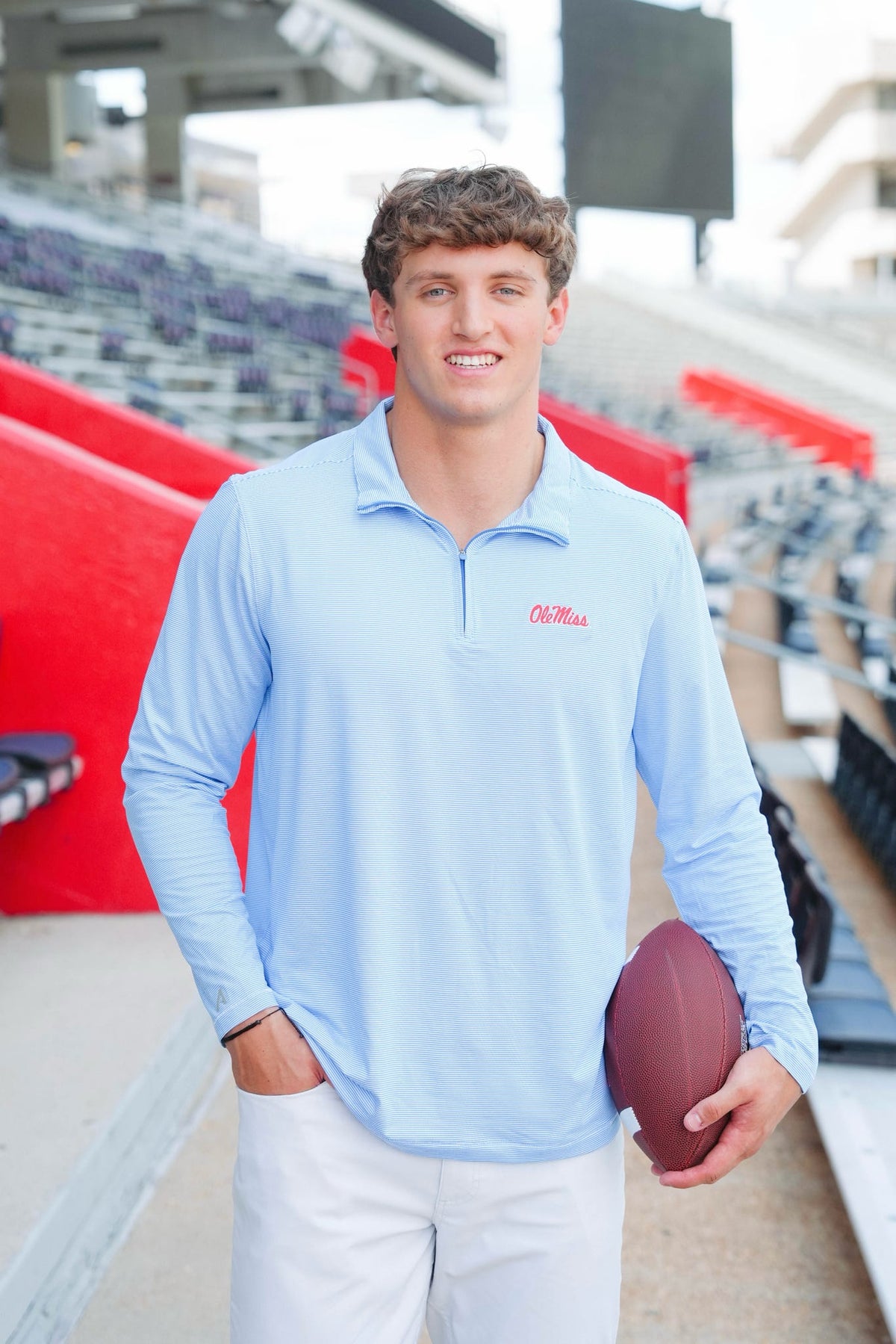 Antigua Twine L/S QZ Mock Ole Miss Script