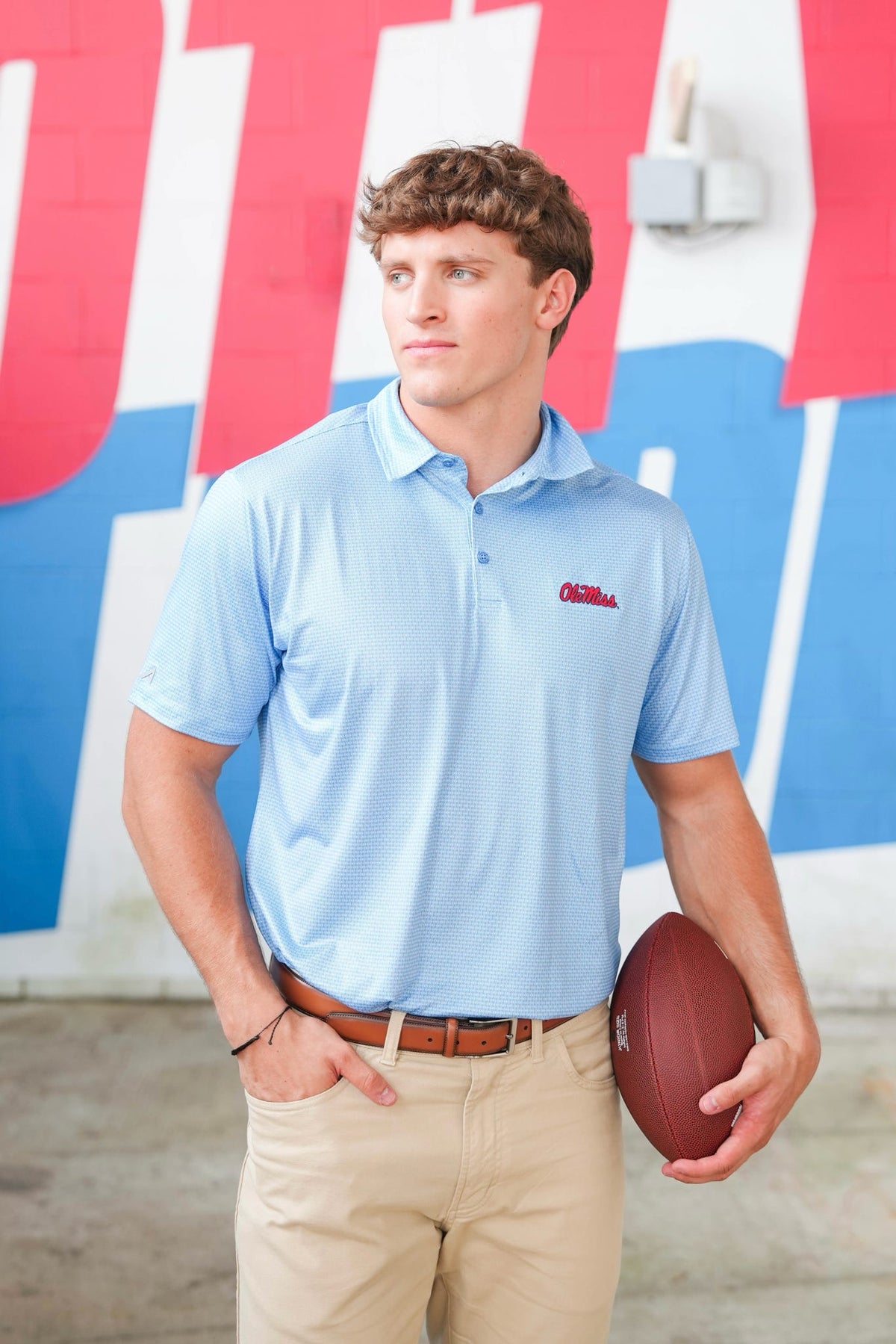 Antigua Rings Ole Miss Script Polo