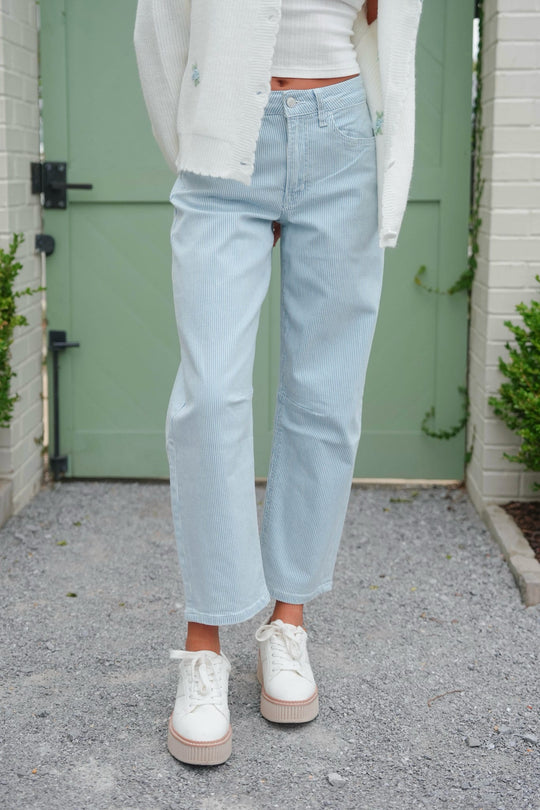 Vervet Striped Barrel Leg Jean