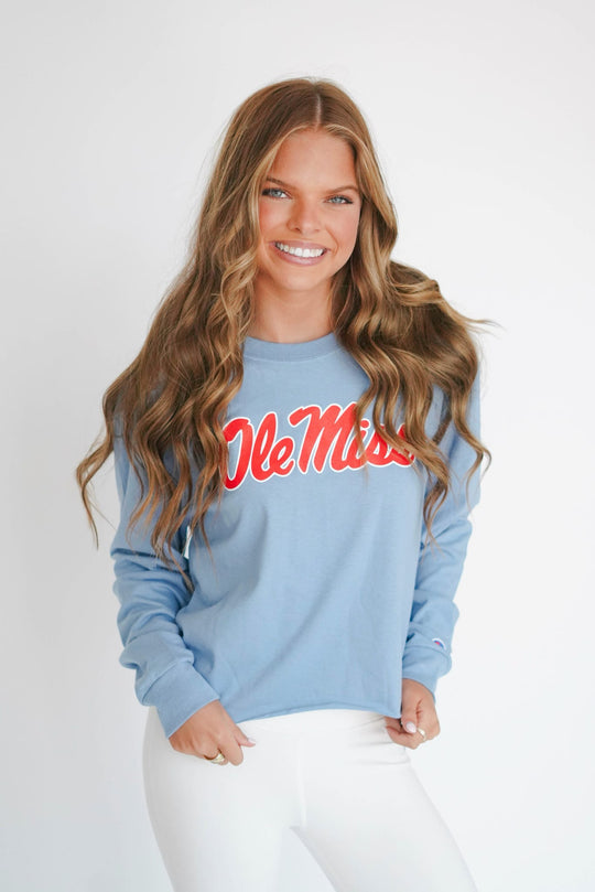 Champion Boyfriend Crop Tee Script Ole Miss