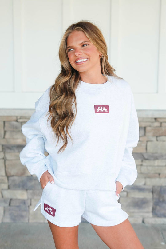 Scarlet Hail State Drop Shoulder Sweatshirt