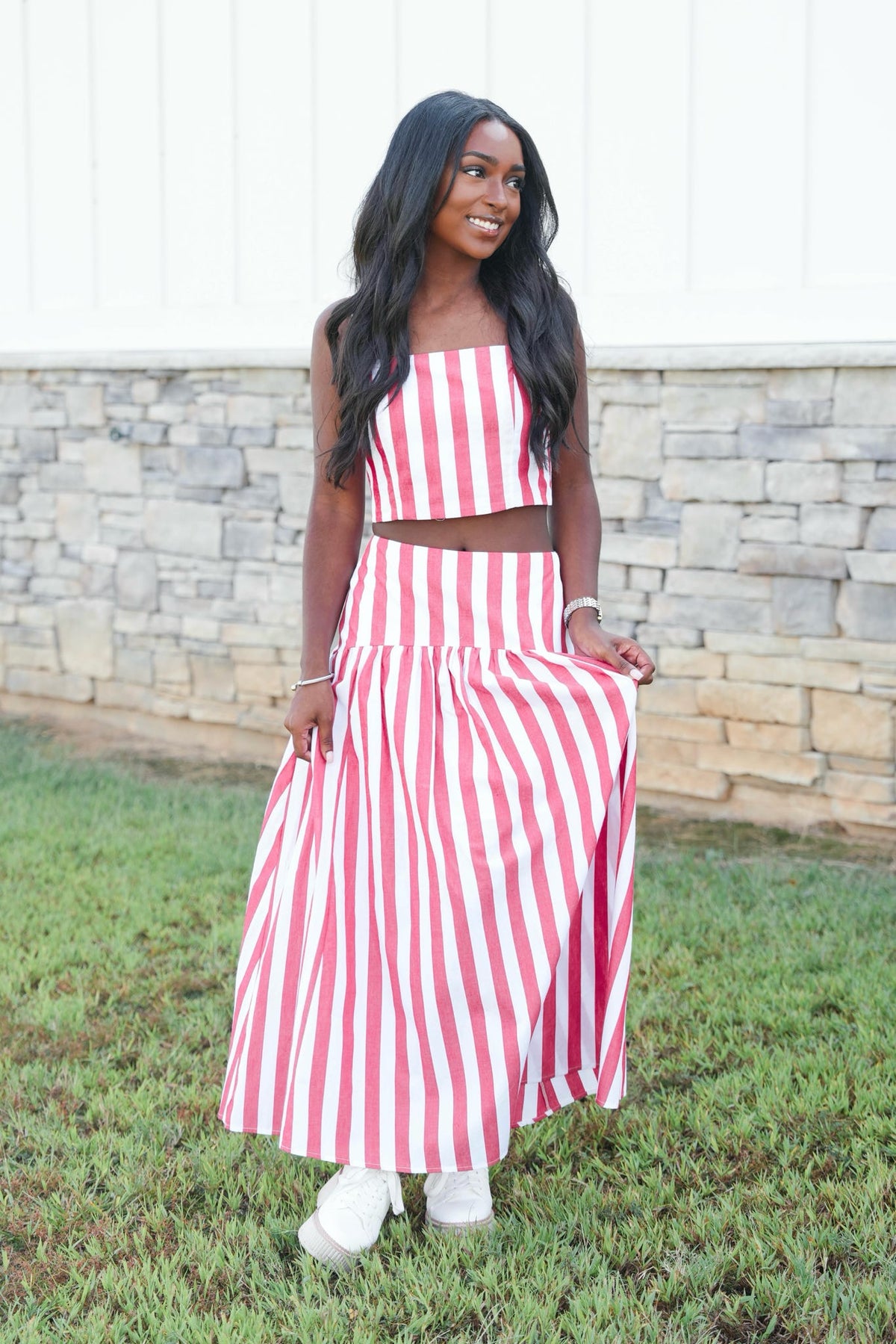 Sideline Style Stripe Skirt