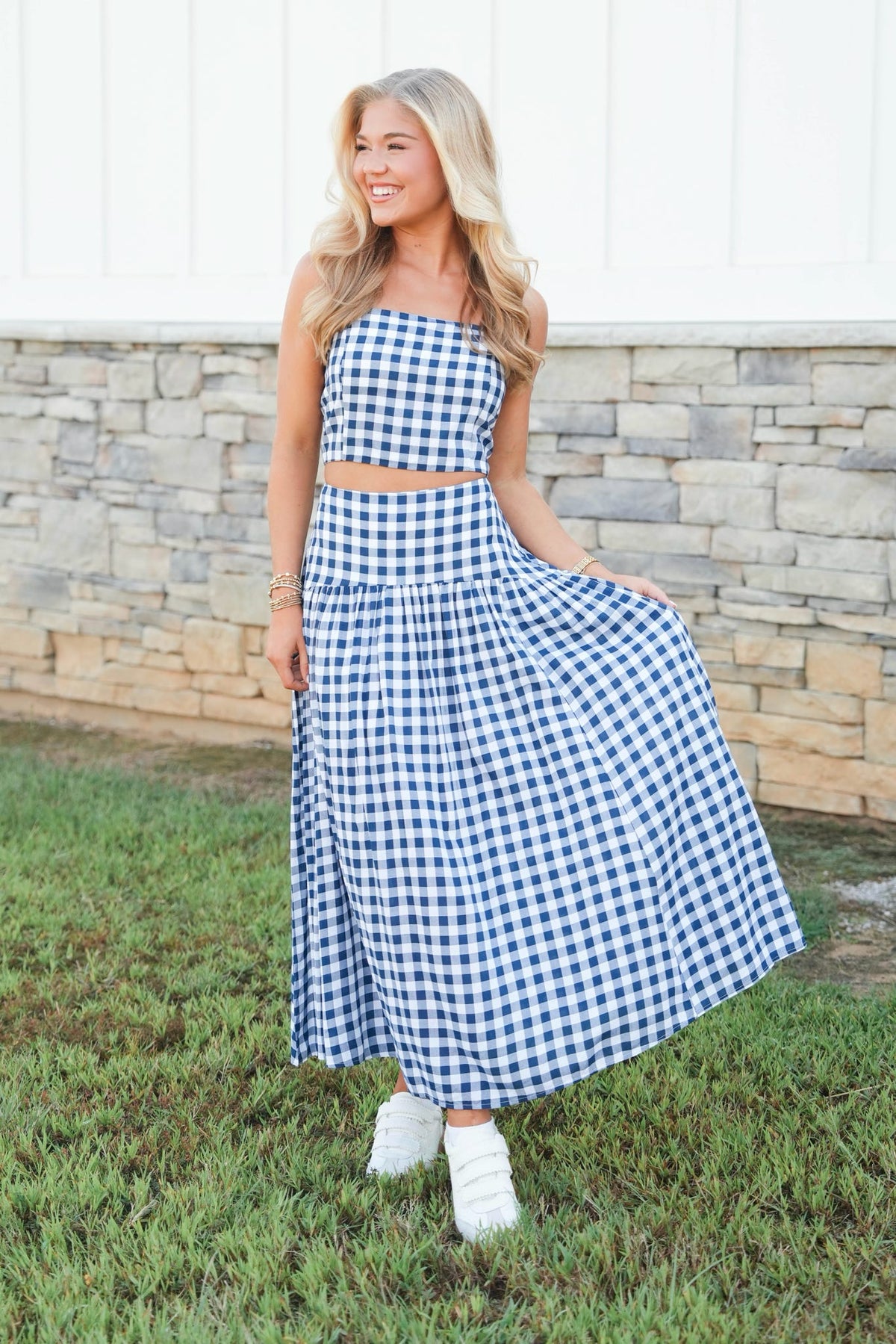 Sideline Style Gingham Skirt
