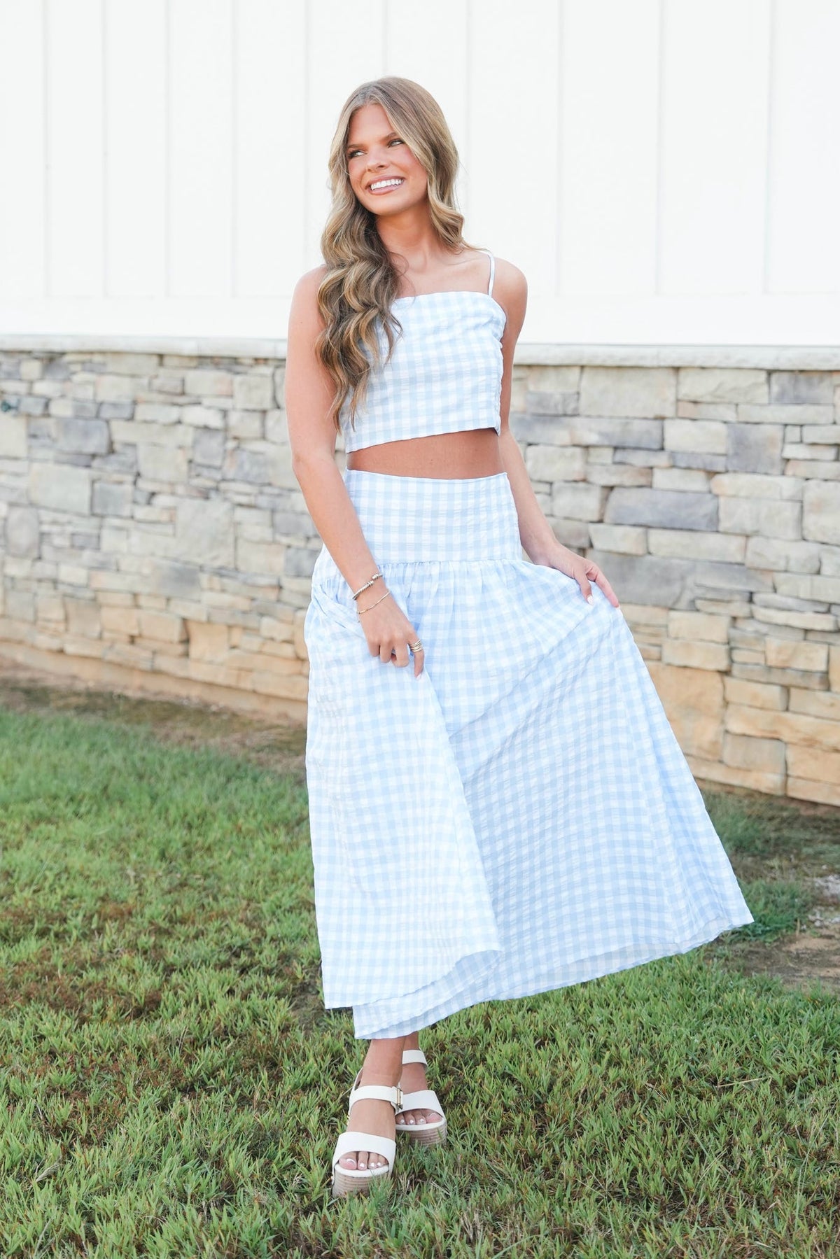 Sideline Style Gingham Skirt