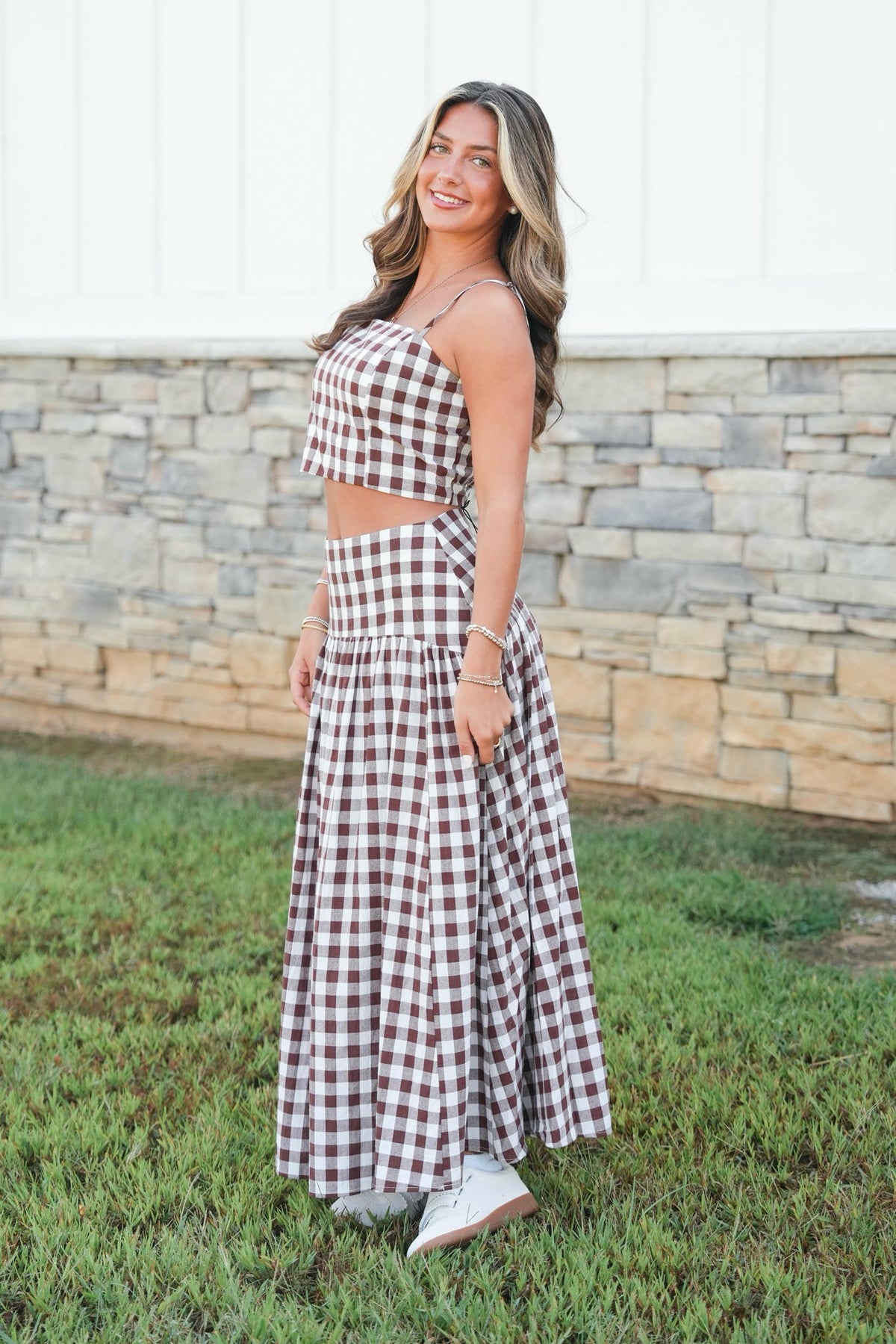 Sideline Style Gingham Skirt