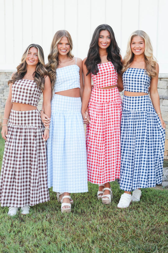 Sideline Style Gingham Skirt
