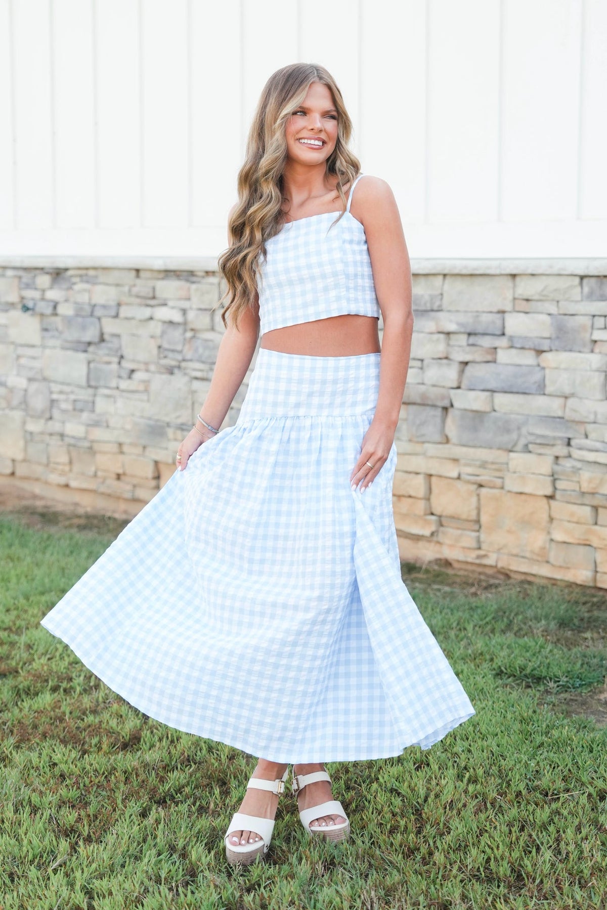 Sideline Style Gingham Skirt