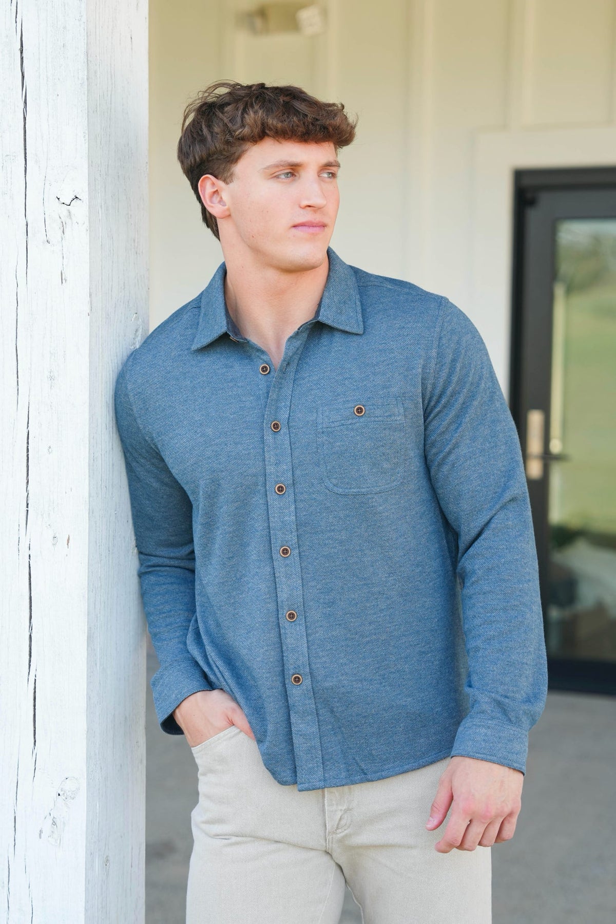 North River Two Tone Long Sleeve Button Down