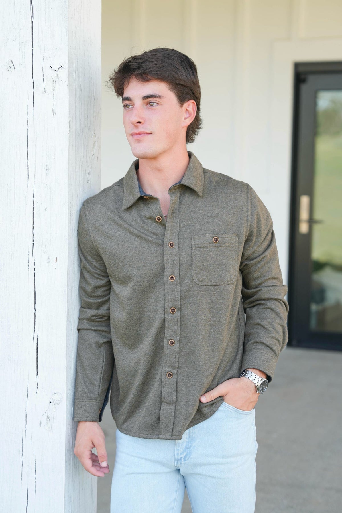 North River Two Tone Long Sleeve Button Down