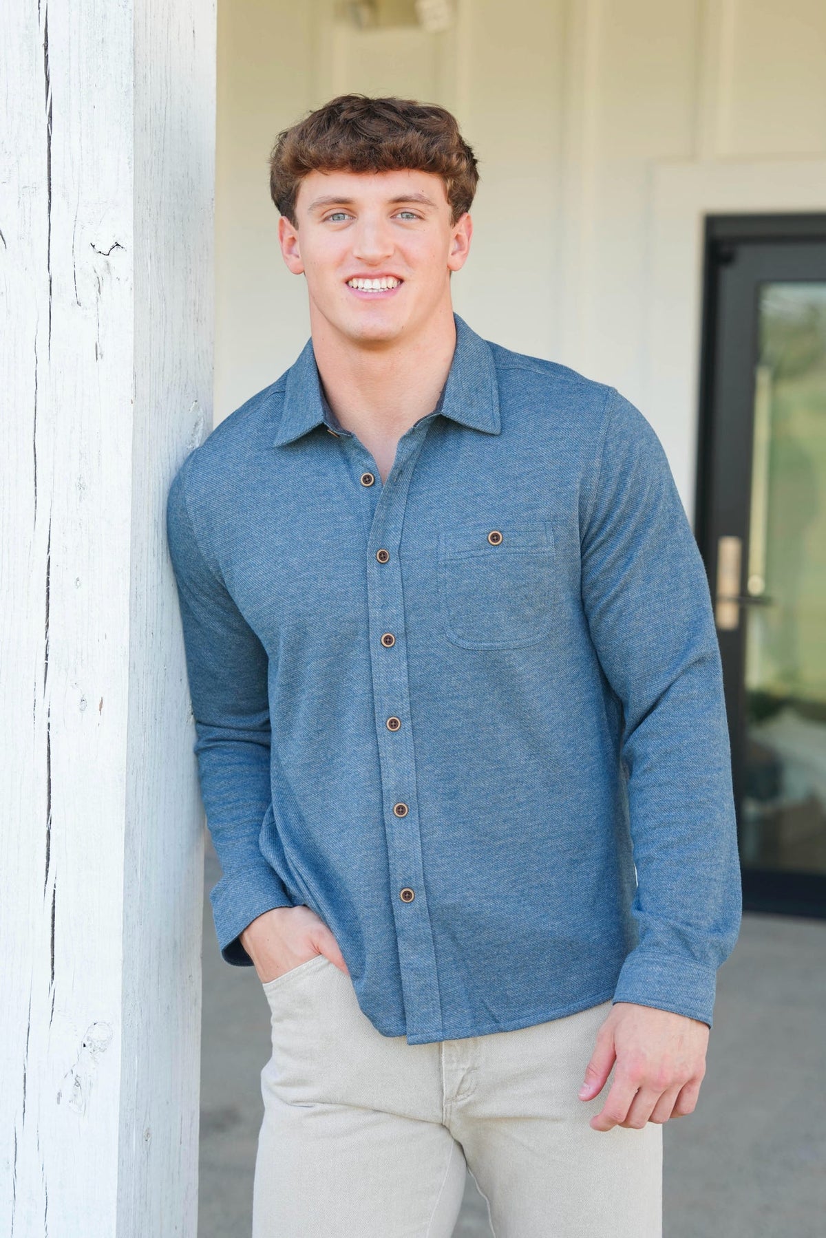 North River Two Tone Long Sleeve Button Down