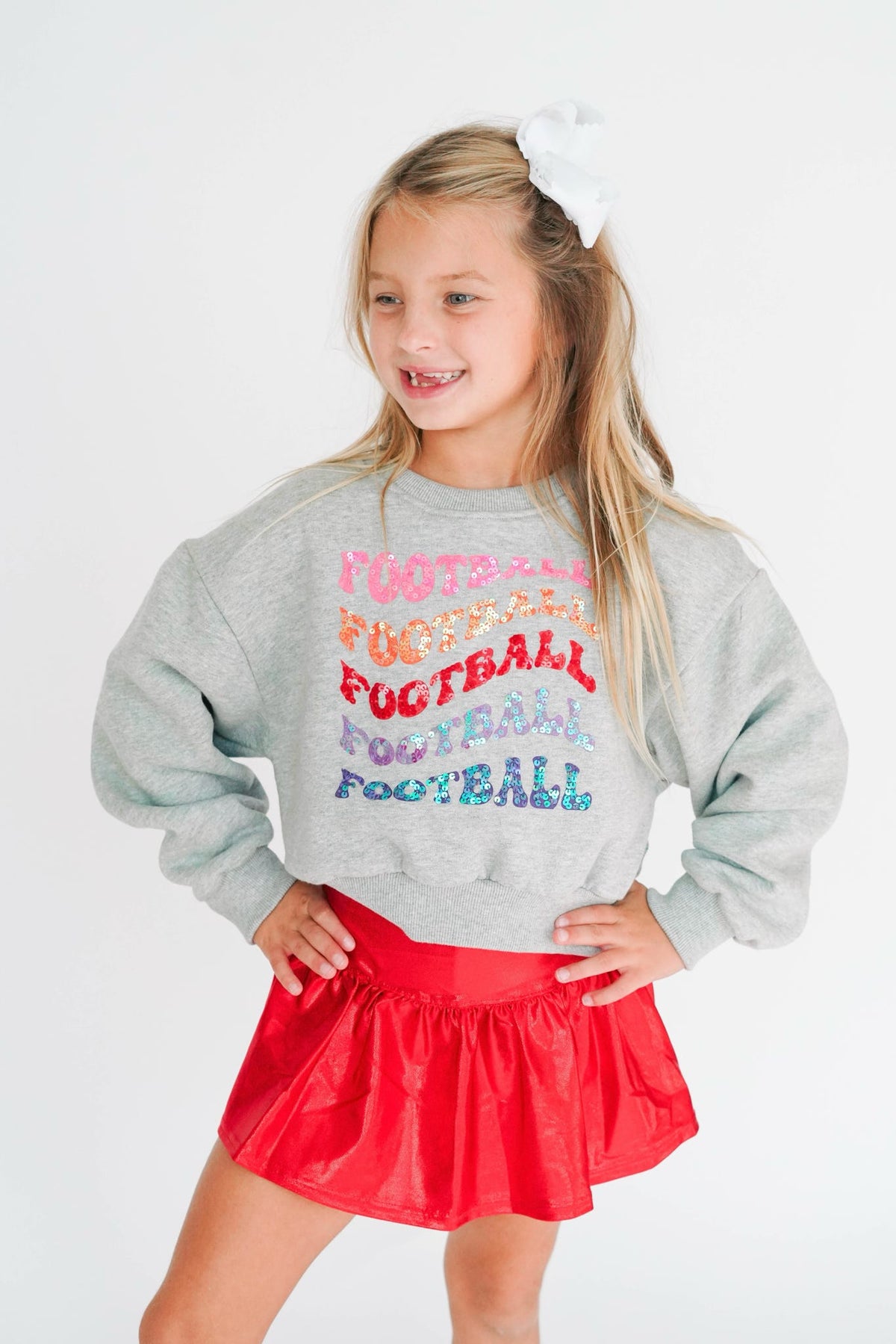Girls' Football Crop Sweatshirt