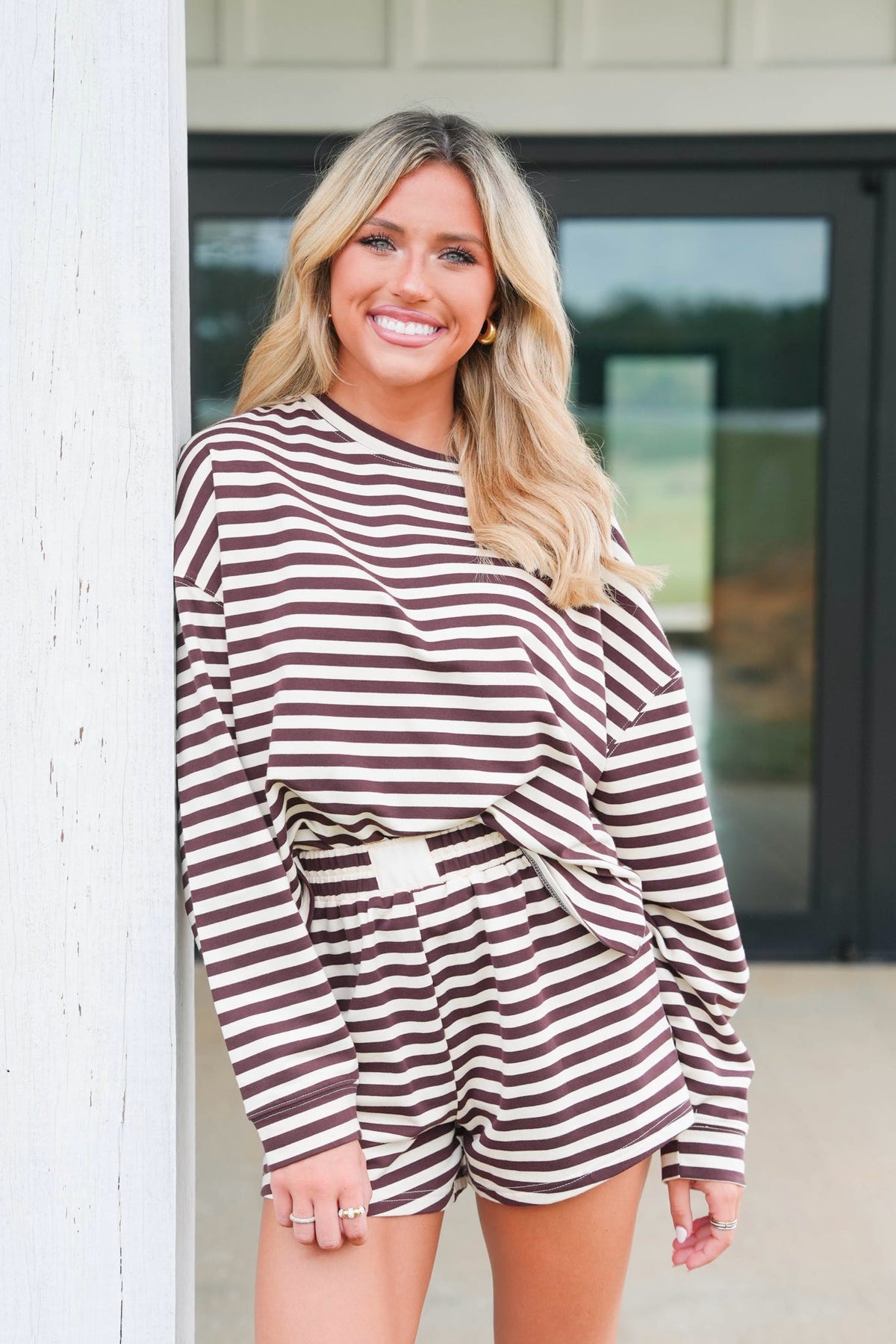 Striped Patch French Terry Pullover