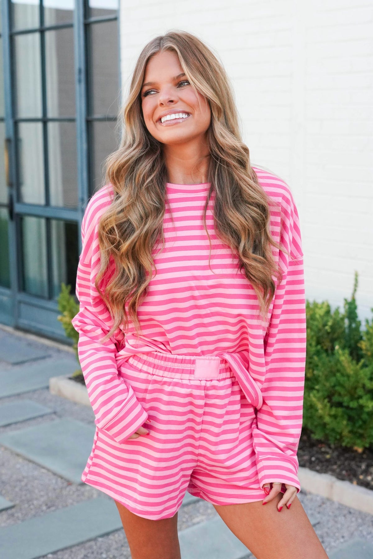 Striped Patch French Terry Pullover
