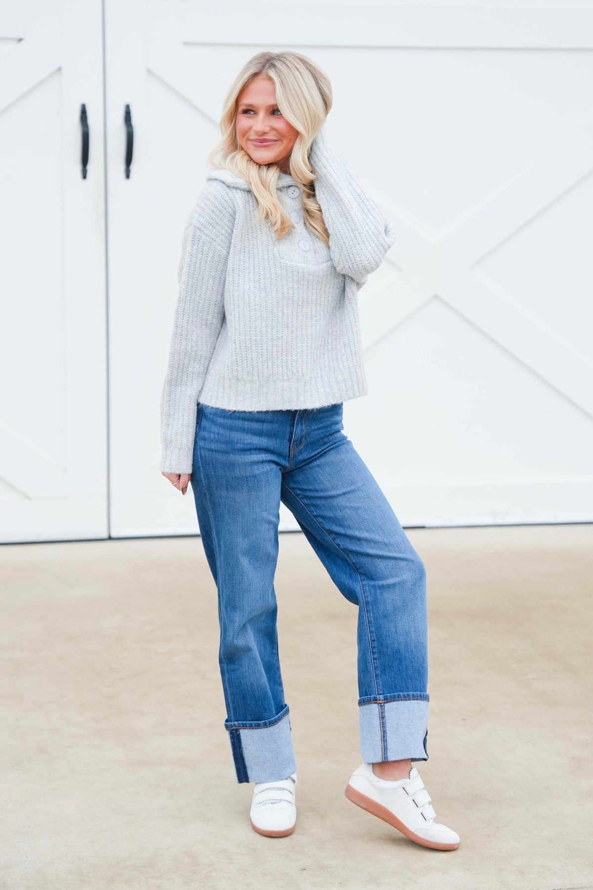 Molly Bracken Button Trucker Sweater