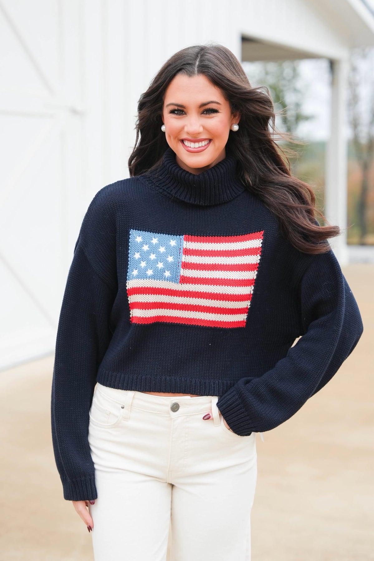 American Flag Turtleneck Sweater