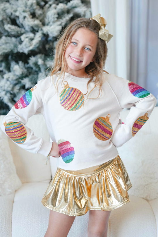 Girls' Sequin Ornament Sweatshirt