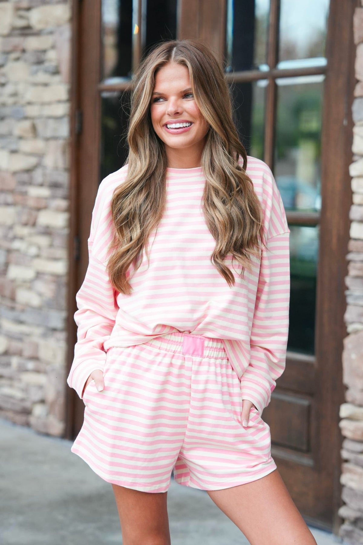 Striped Patch French Terry Pullover