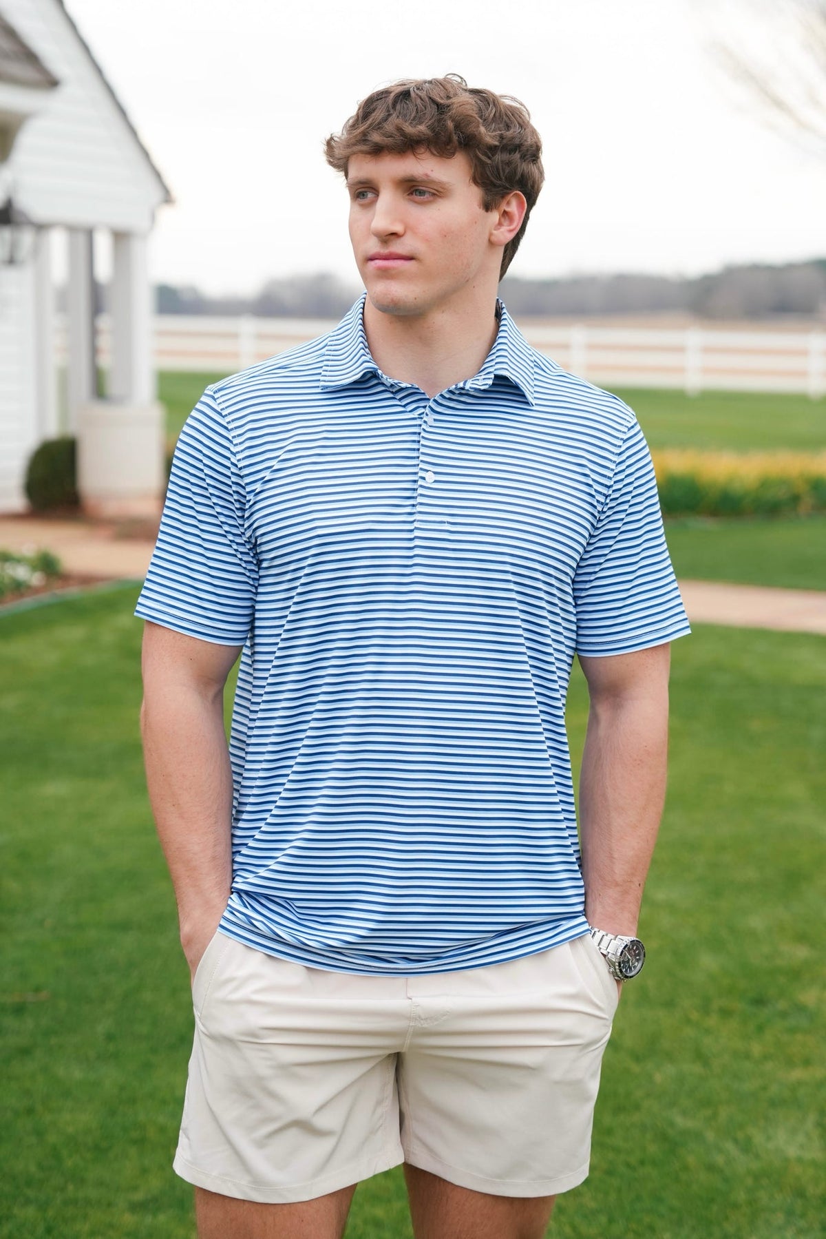 Meripex Striped Performance Polo