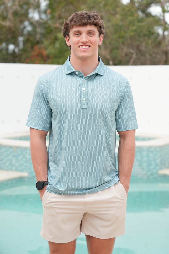 Gen Teal Portview Printed Performance Polo