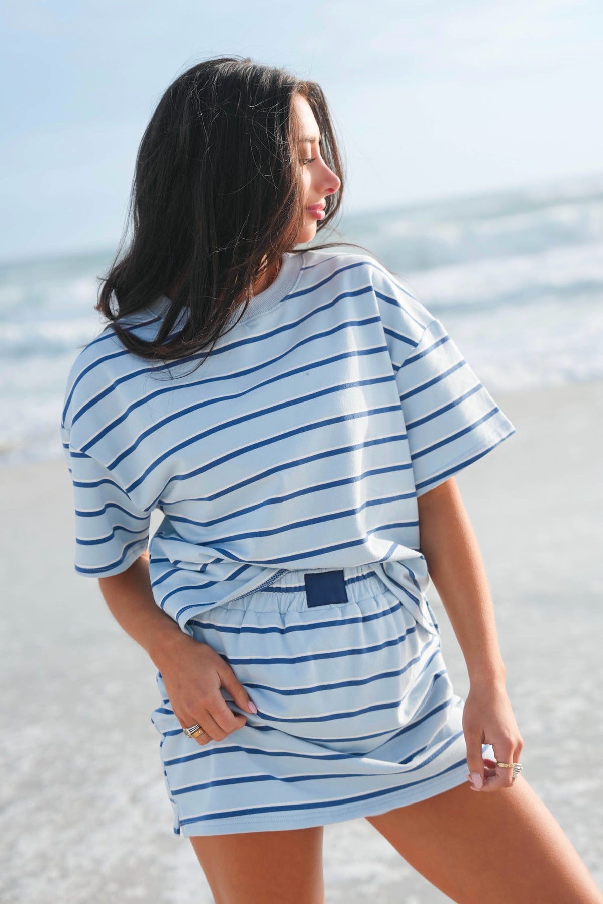 Double Stripe Patch Crewneck Top PREORDER