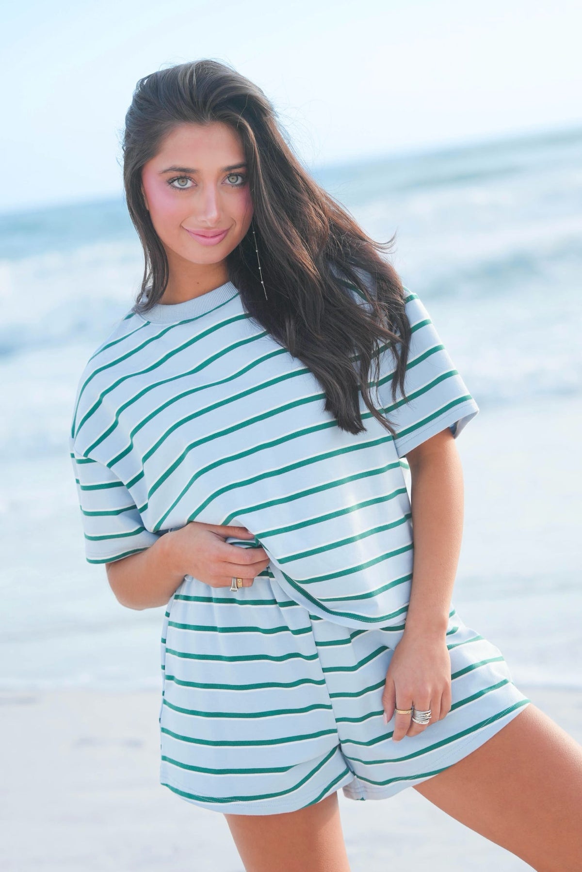 Double Stripe Patch Crewneck Top PREORDER