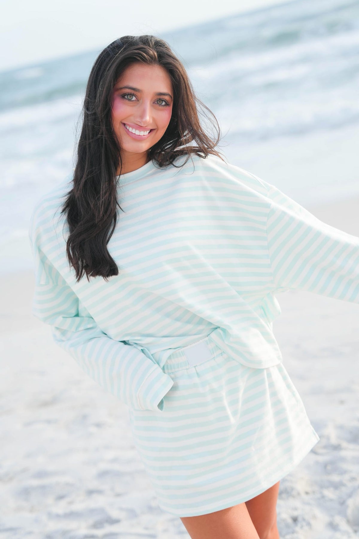 Striped Patch French Terry Pullover