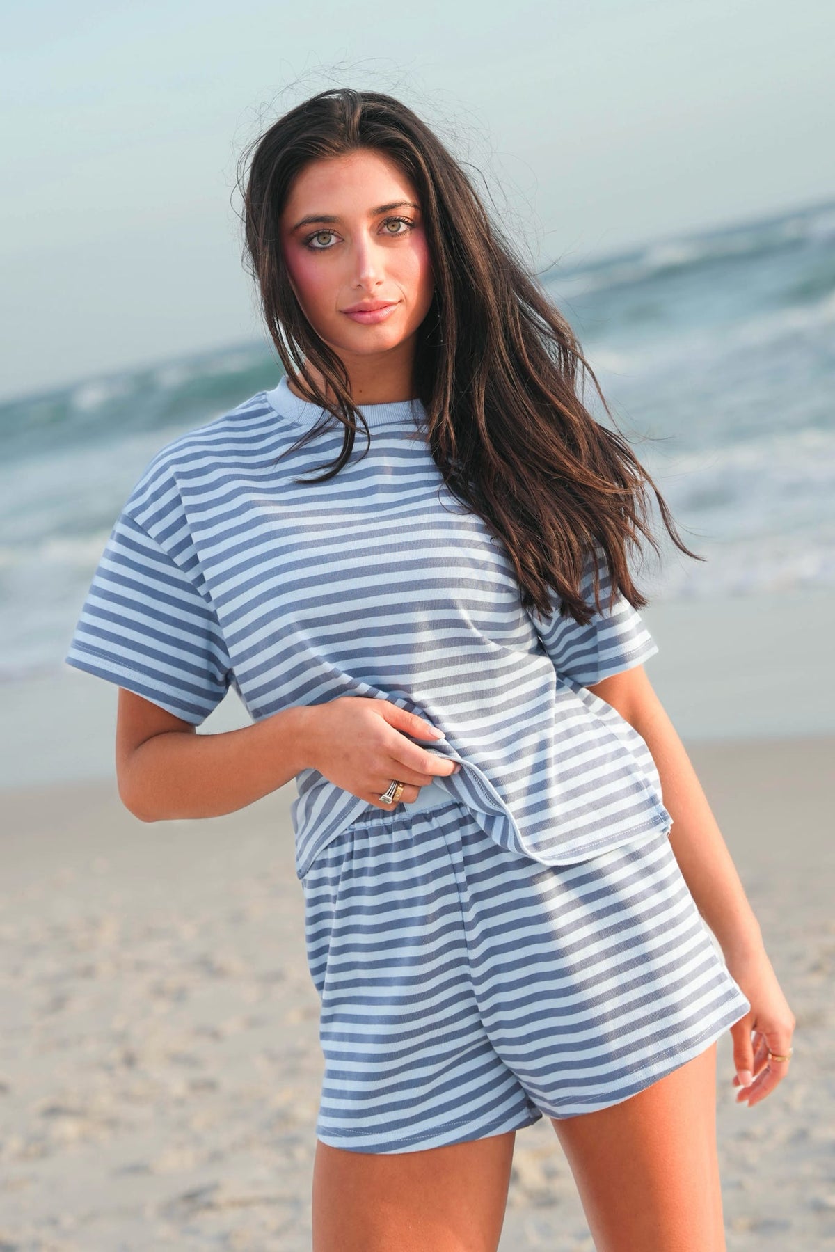 Striped Patch Crewneck Top